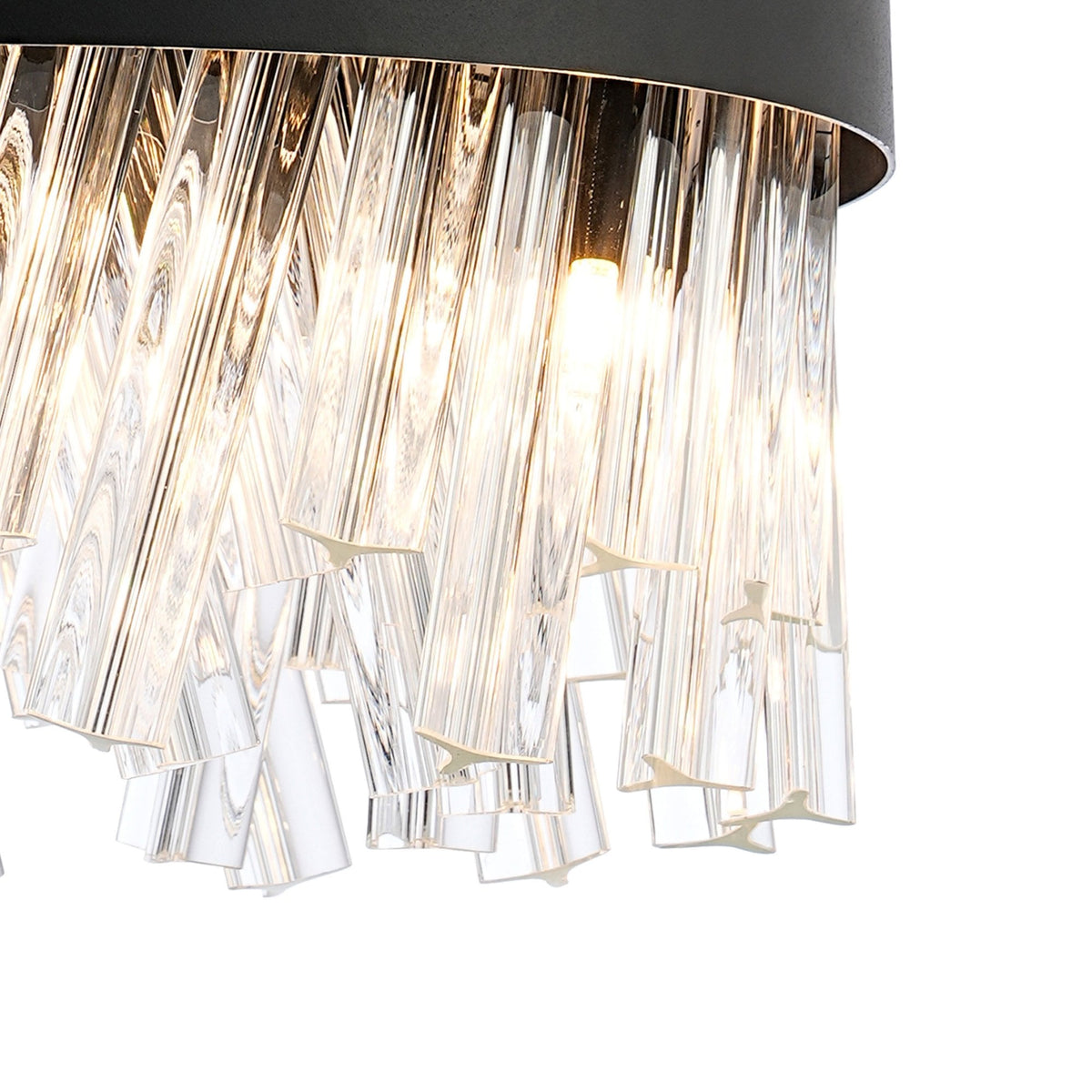 Kelly Ten Light Pendant in Satin Black & Clear Glass