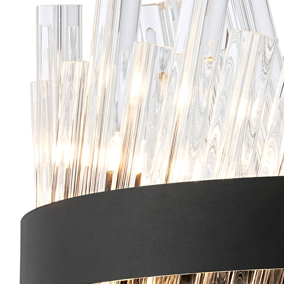 Kelly Ten Light Pendant in Satin Black & Clear Glass