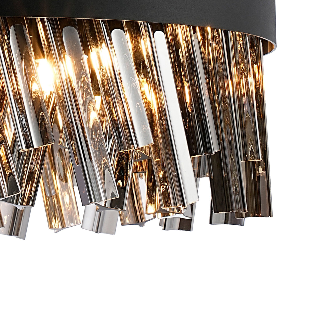 Kelly Ten Light Pendant in Satin Black & Smoke Glass