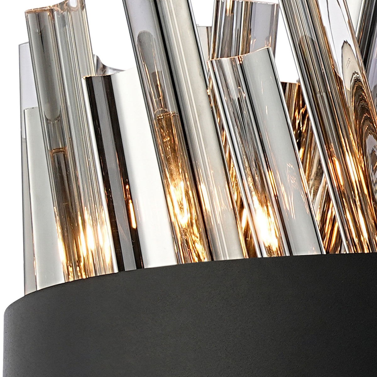 Kelly Ten Light Pendant in Satin Black & Smoke Glass