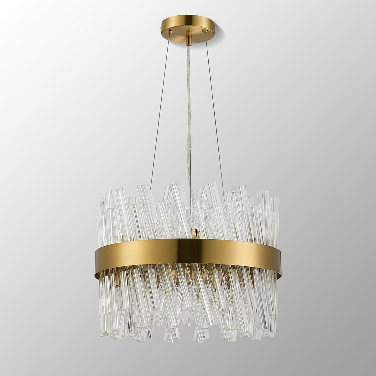 Kelly Ten Light Pendant in Brass & Clear Glass