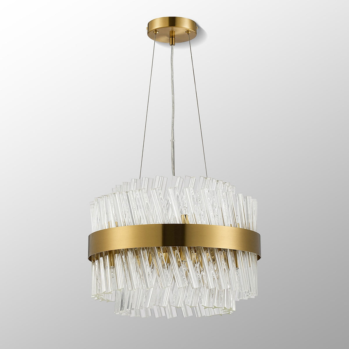 Kelly Ten Light Pendant in Brass & Clear Glass