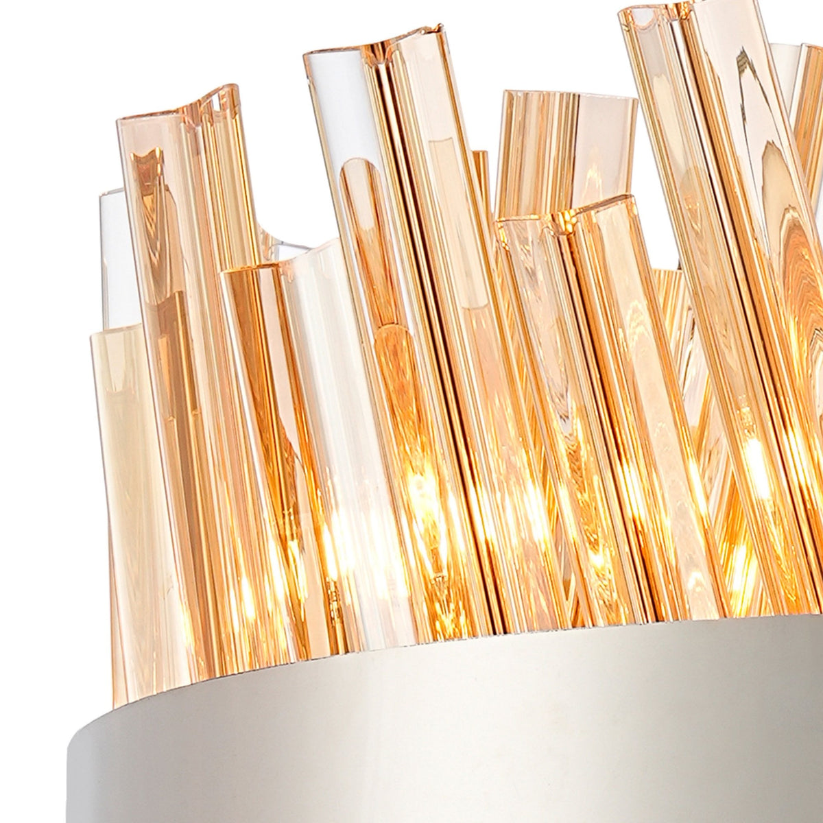 Kelly Ten Light Pendant in Polished Nickel & Amber Glass