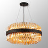 Kelly Eighteen Light Pendant in Satin Black & Amber Glass