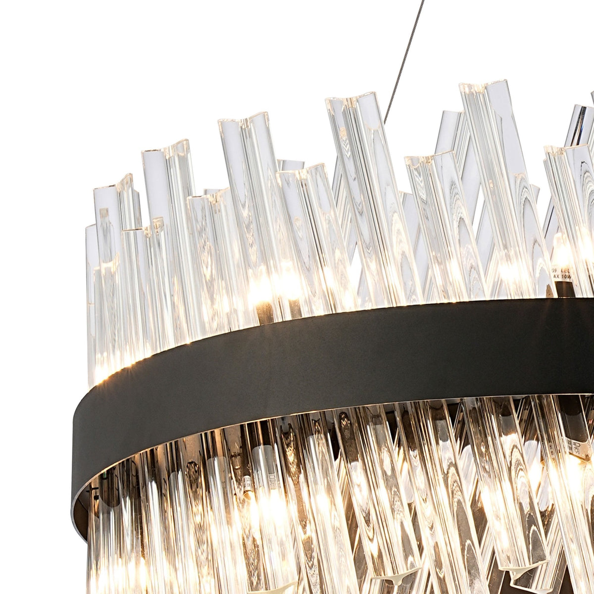 Kelly Eighteen Light Pendant in Satin Black & Clear Glass