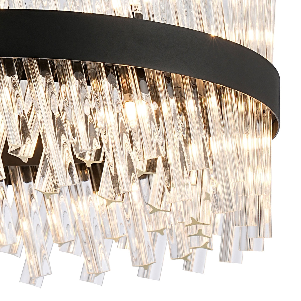 Kelly Eighteen Light Pendant in Satin Black & Clear Glass