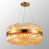 Kelly Eighteen Light Pendant in Brass & Amber Glass