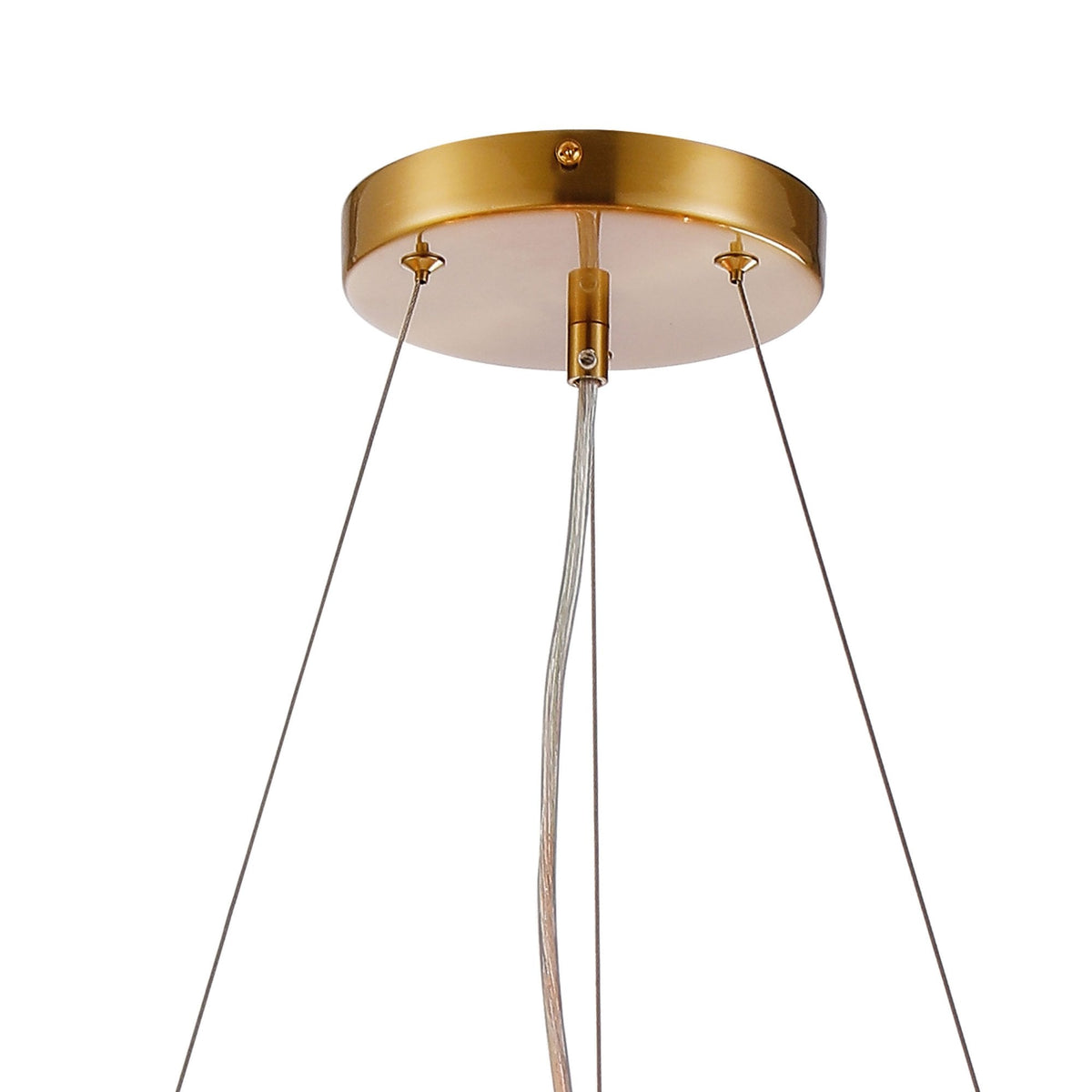 Kelly Eighteen Light Pendant in Brass & Amber Glass