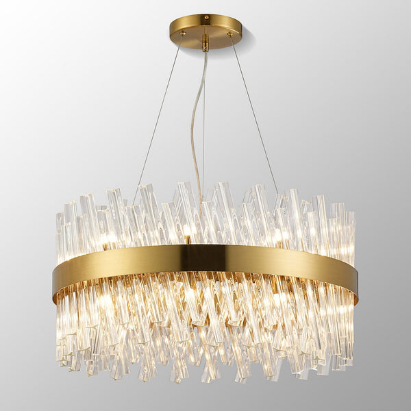 Kelly Eighteen Light Pendant in Brass & Clear Glass