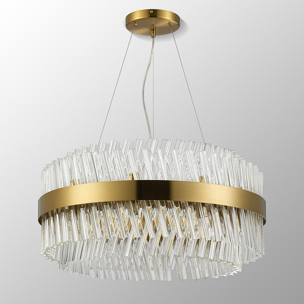 Kelly Eighteen Light Pendant in Brass & Clear Glass
