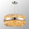Kelly Eighteen Light Pendant in Polished Nickel & Amber Glass