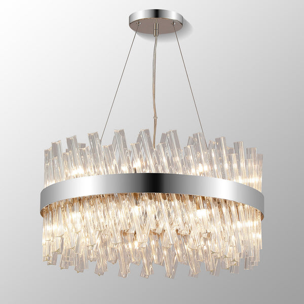 Kelly Eighteen Light Pendant in Polished Nickel & Clear Glass