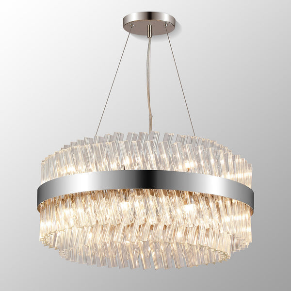 Kelly Eighteen Light Pendant in Polished Nickel & Clear Glass