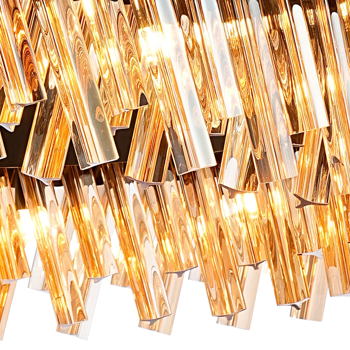 Kelly Twenty Four Light Pendant in Satin Black & Amber Glass