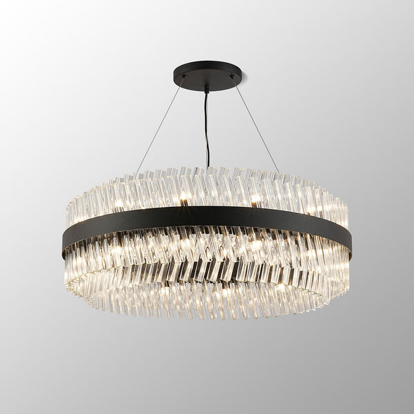 Kelly Twenty Four Light Pendant in Satin Black & Clear Glass