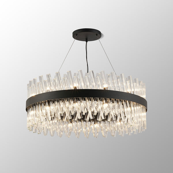 Kelly Twenty Four Light Pendant in Satin Black & Clear Glass
