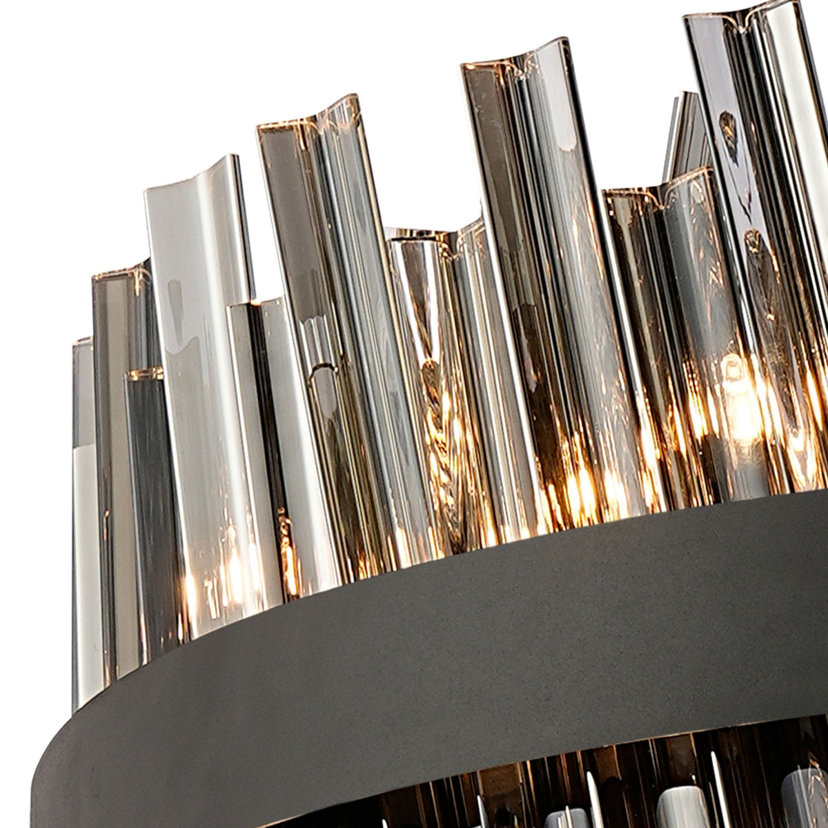 Kelly Twenty Four Light Pendant in Satin Black & Smoke Glass
