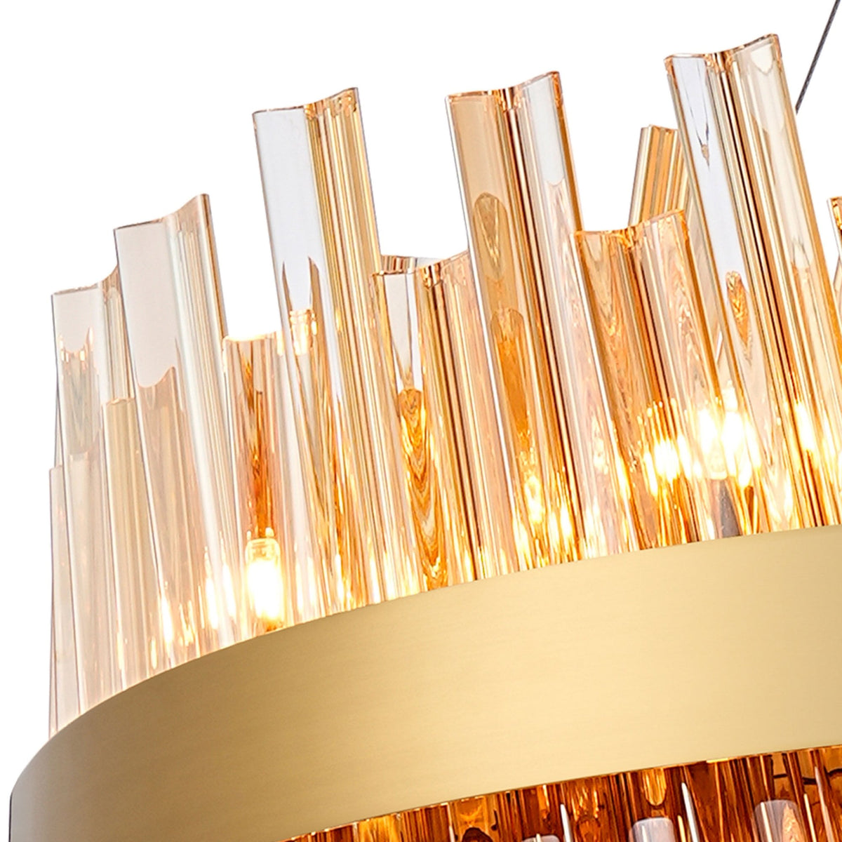 Kelly Twenty Four Light Pendant in Brass & Amber Glass