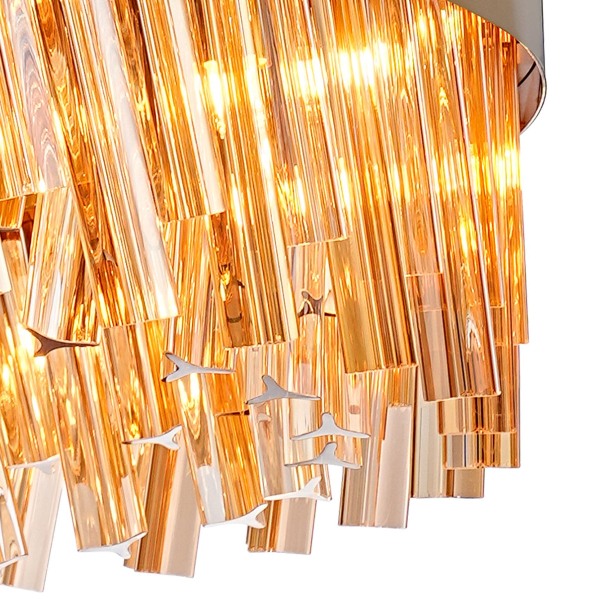 Kelly Twenty Four Light Pendant in Brass & Amber Glass