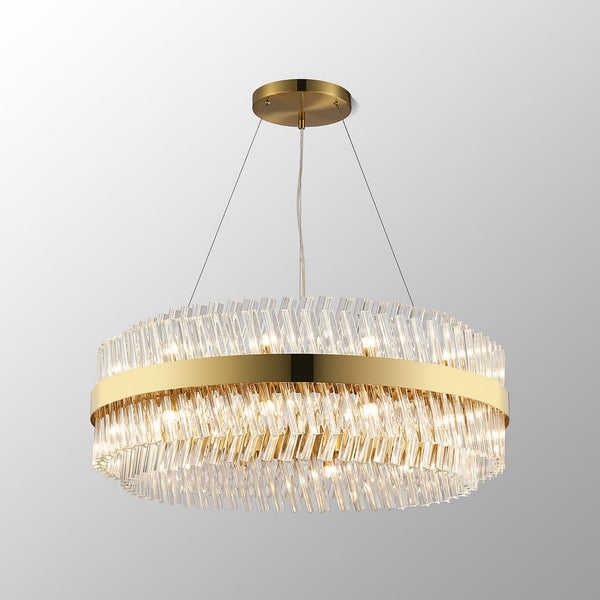 Kelly Twenty Four Light Pendant in Brass & Clear Glass