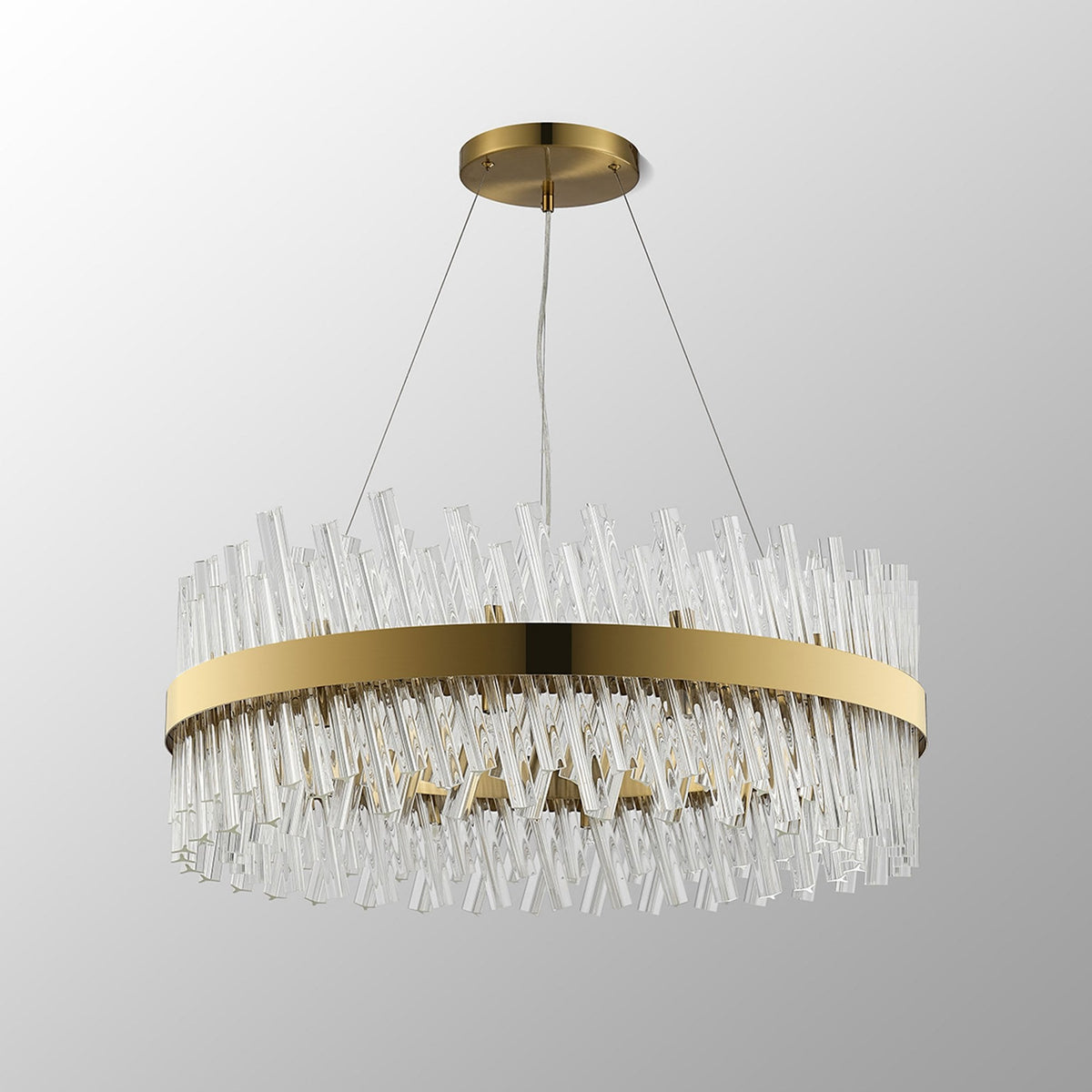 Kelly Twenty Four Light Pendant in Brass & Clear Glass