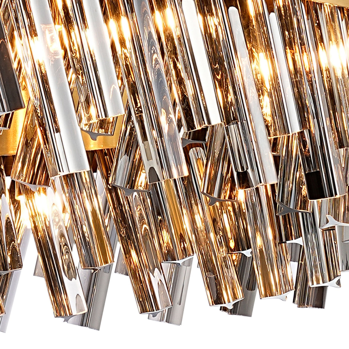 Kelly Twenty Four Light Pendant in Brass & Smoke Glass