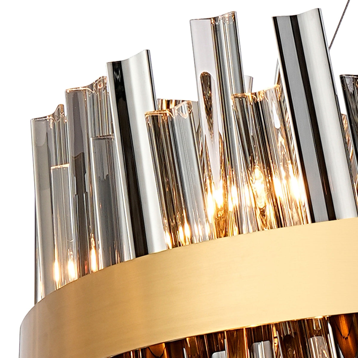Kelly Twenty Four Light Pendant in Brass & Smoke Glass