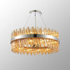 Kelly Twenty Four Light Pendant in Polished Nickel & Amber Glass