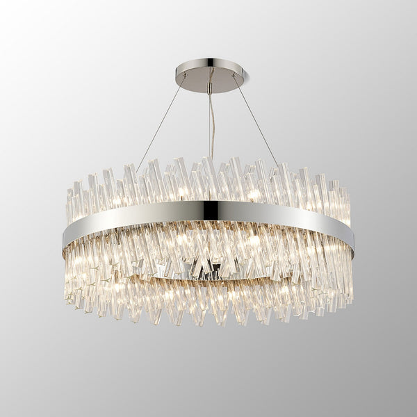 Kelly Twenty Four Light Pendant in Polished Nickel & Clear Glass
