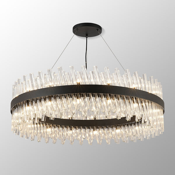 Kelly Thirty Two Light Pendant in Satin Black & Clear Glass
