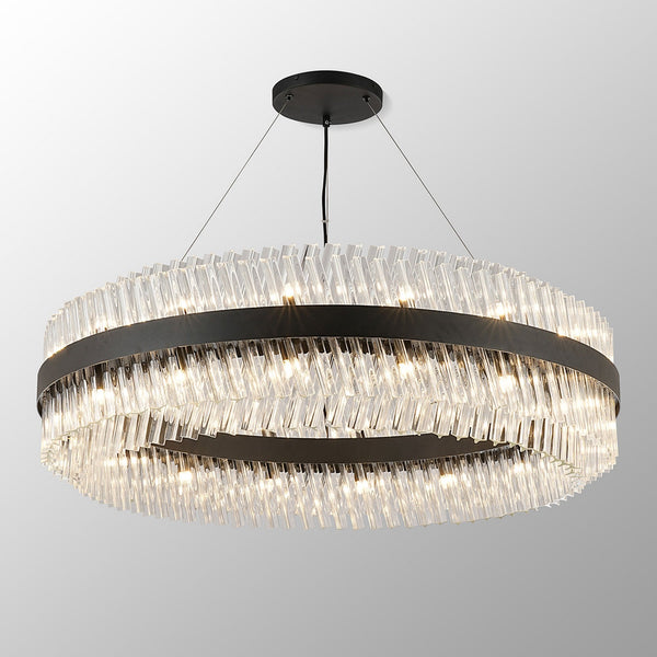 Kelly Thirty Two Light Pendant in Satin Black & Clear Glass