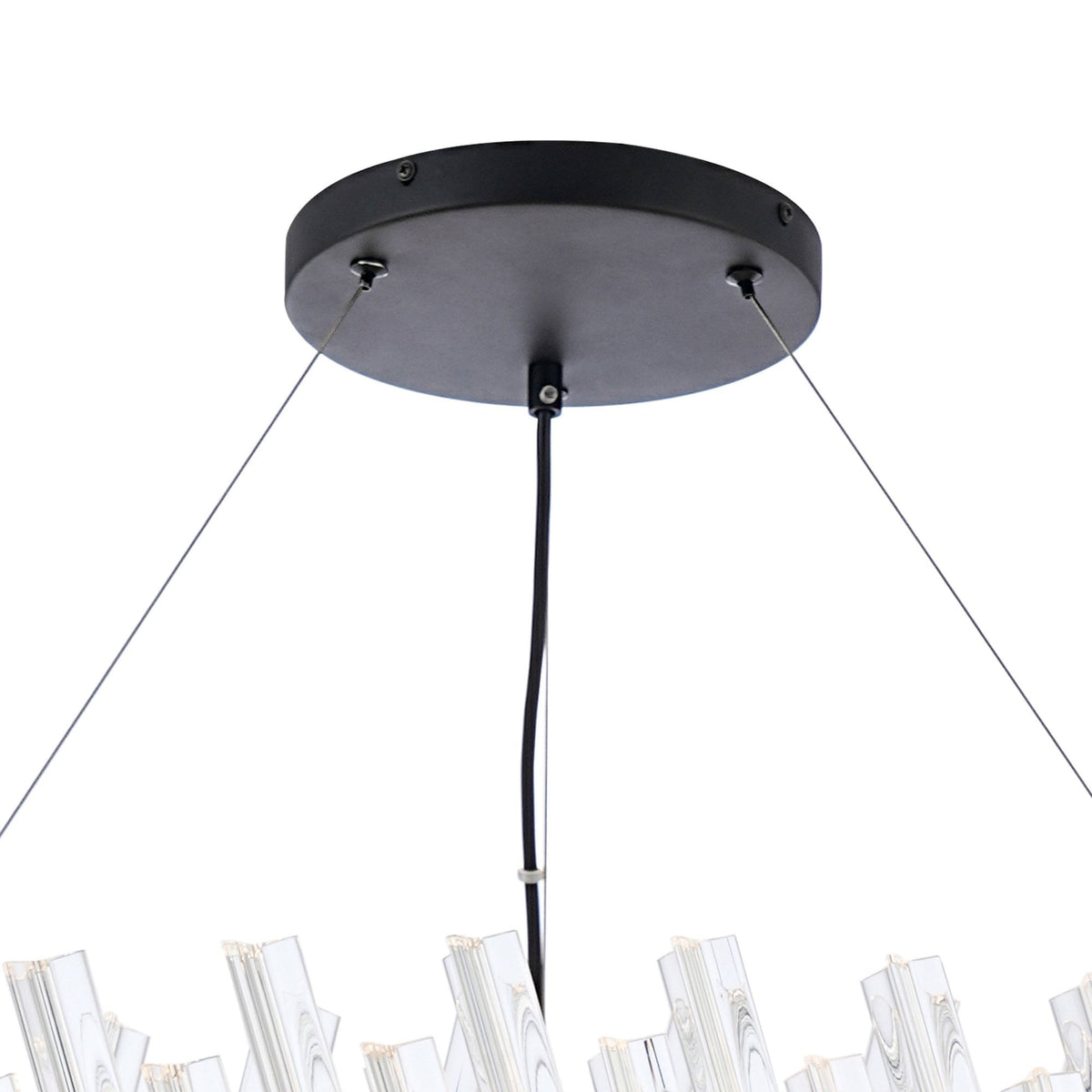 Kelly Thirty Two Light Pendant in Satin Black & Clear Glass