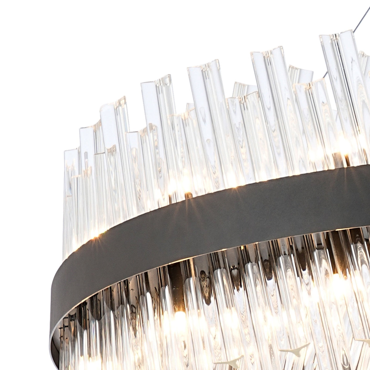 Kelly Thirty Two Light Pendant in Satin Black & Clear Glass