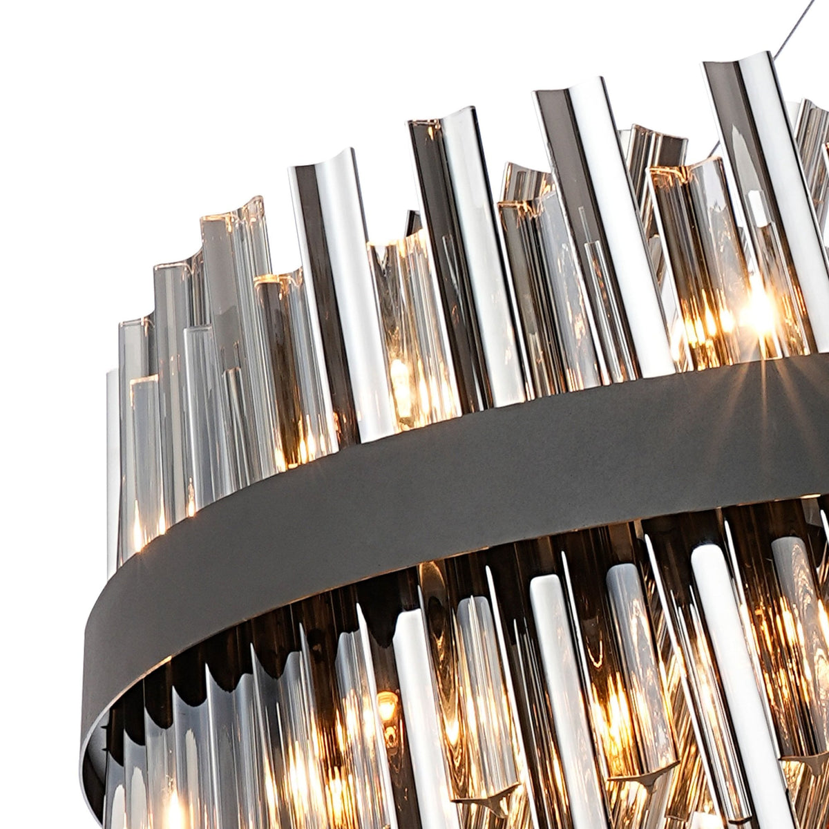 Kelly Thirty Two Light Pendant in Satin Black & Smoke Glass