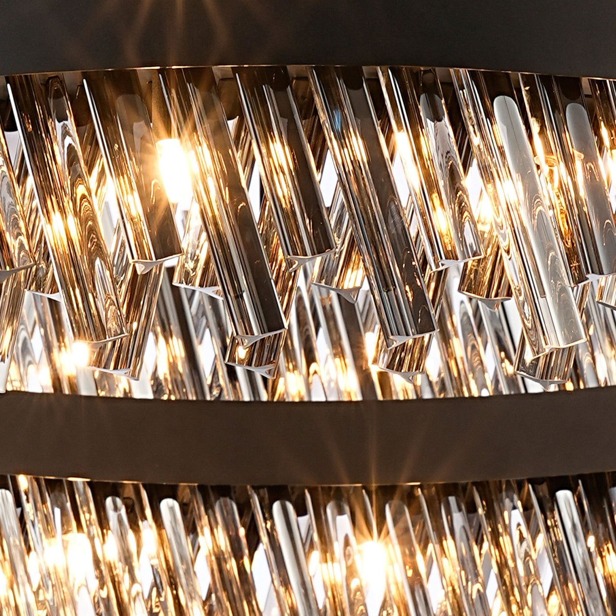 Kelly Thirty Two Light Pendant in Satin Black & Smoke Glass