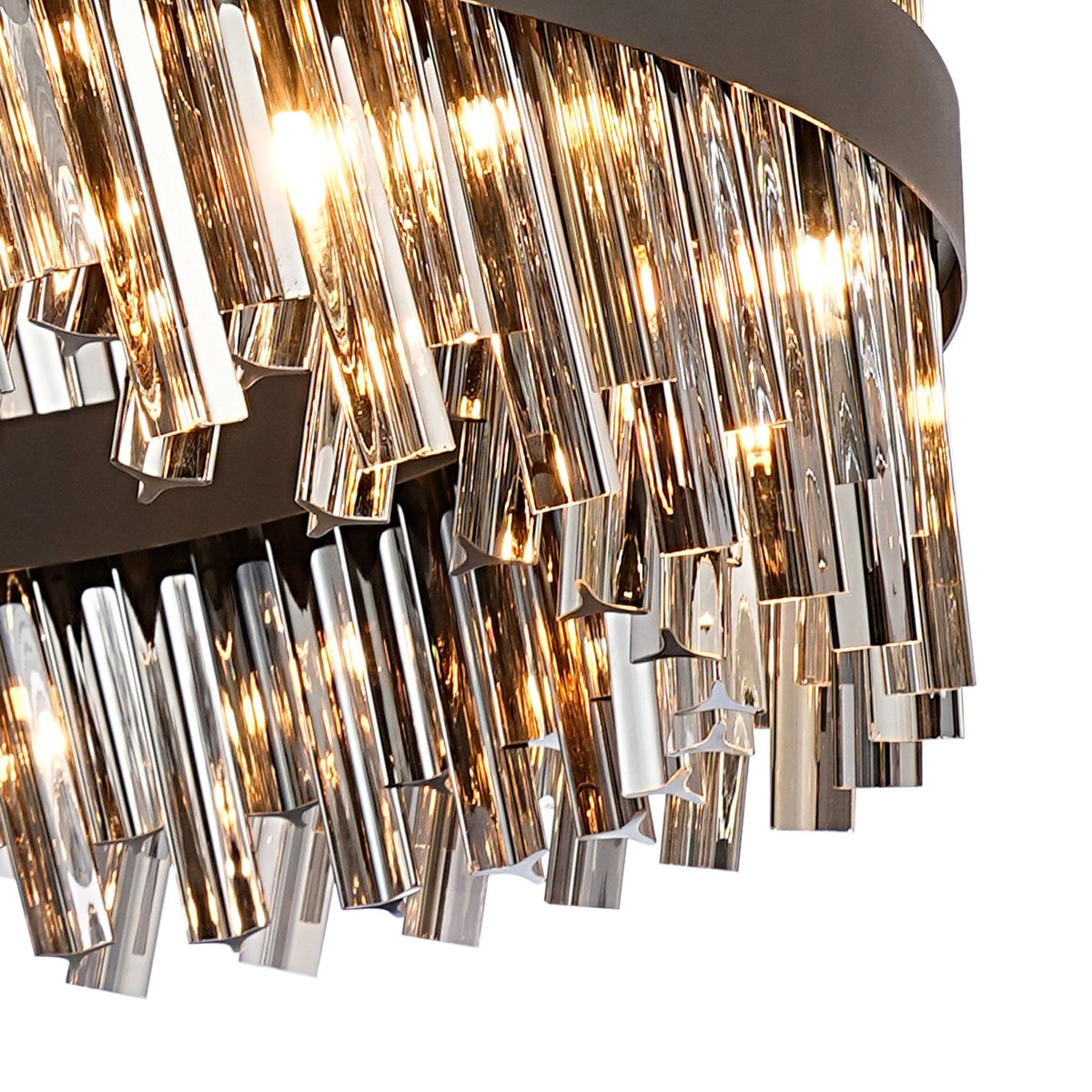 Kelly Thirty Two Light Pendant in Satin Black & Smoke Glass
