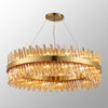 Kelly Thirty Two Light Pendant in Brass & Amber Glass