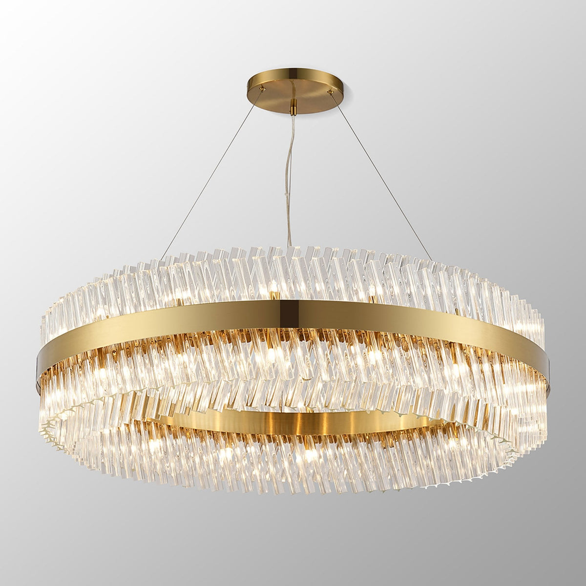 Kelly Thirty Two Light Pendant in Brass & Clear Glass