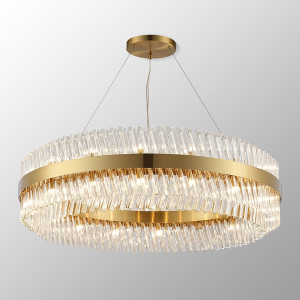 Kelly Thirty Two Light Pendant in Brass & Clear Glass