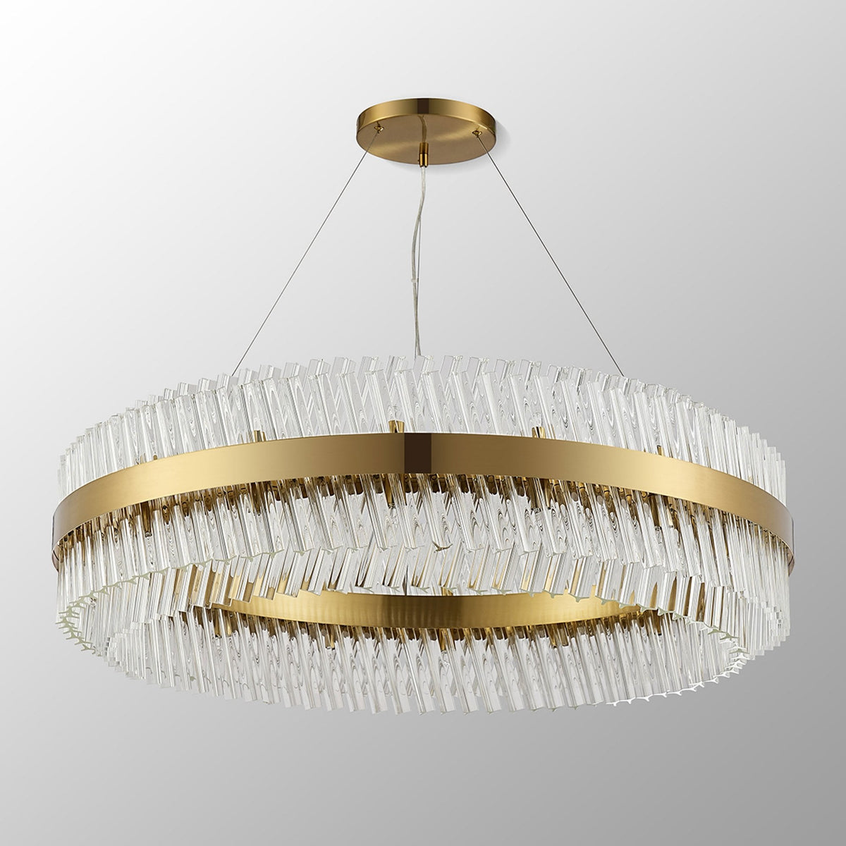 Kelly Thirty Two Light Pendant in Brass & Clear Glass