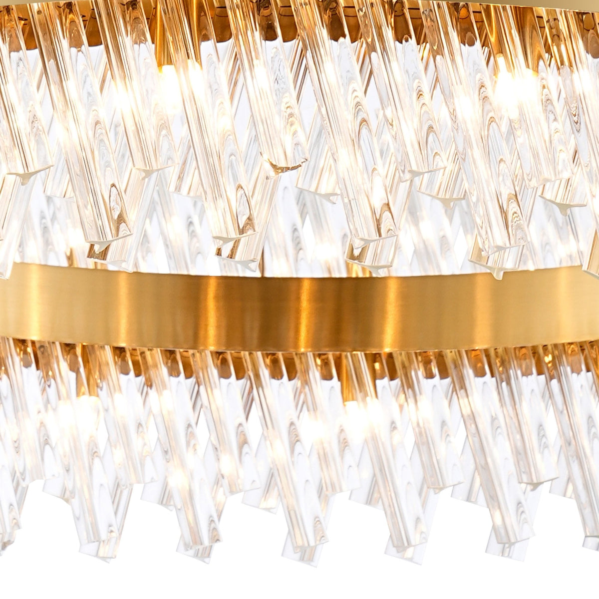 Kelly Thirty Two Light Pendant in Brass & Clear Glass