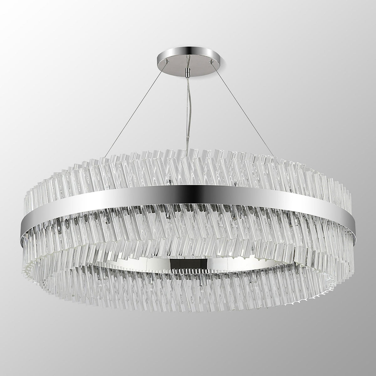 Kelly Thirty Two Light Pendant in Polished Nickel & Clear Glass