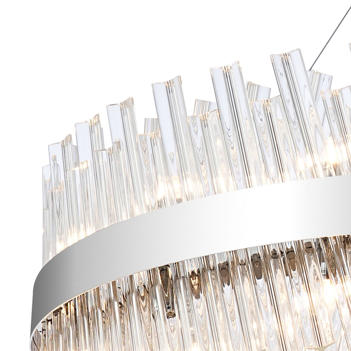 Kelly Thirty Two Light Pendant in Polished Nickel & Clear Glass