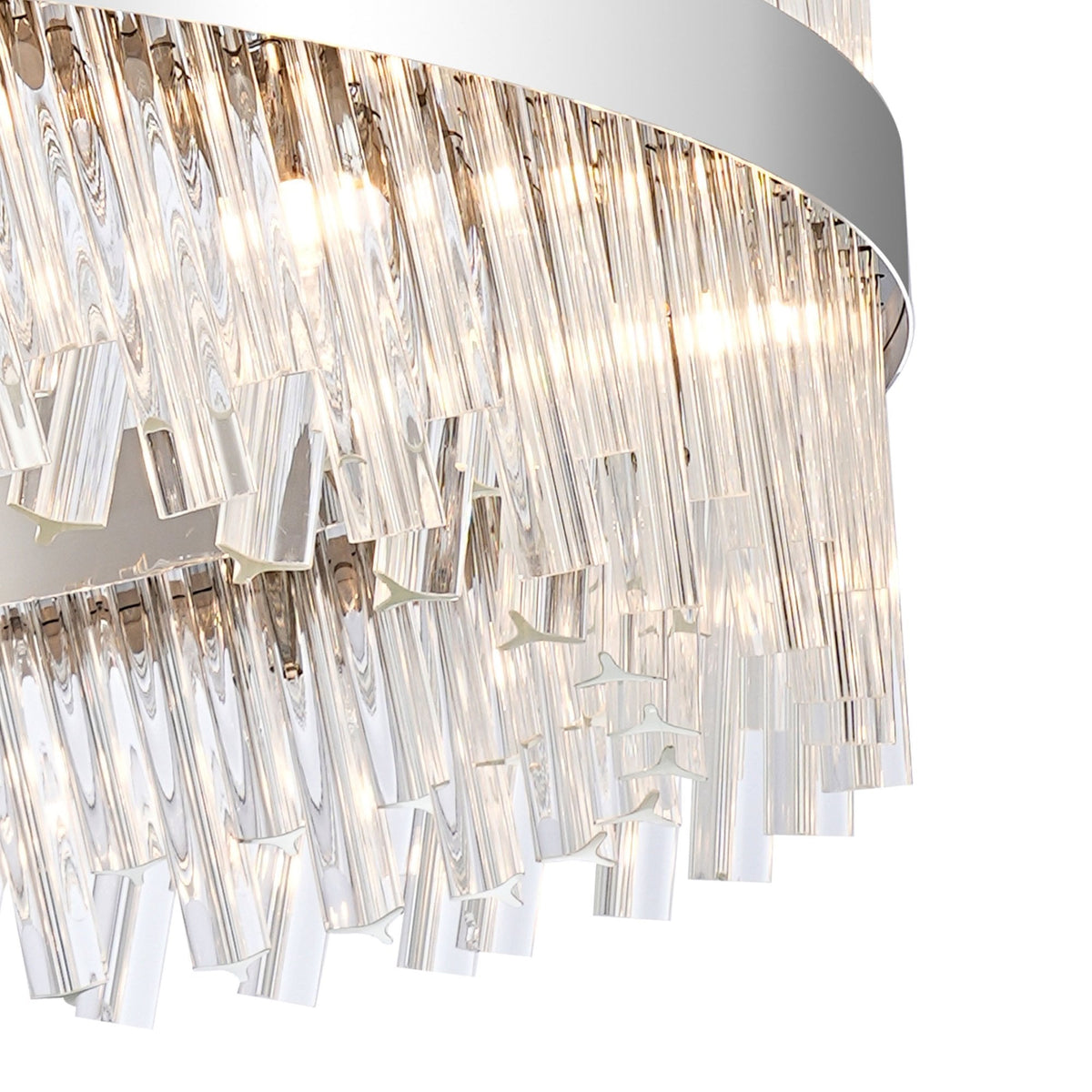 Kelly Thirty Two Light Pendant in Polished Nickel & Clear Glass