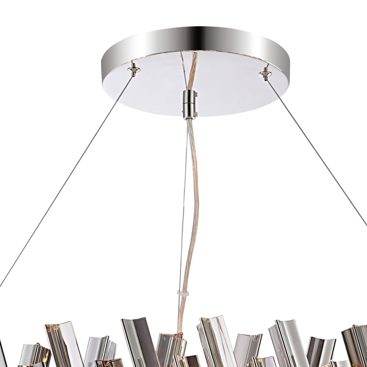 Kelly Thirty Two Light Pendant in Polished Nickel & Smoke Glass
