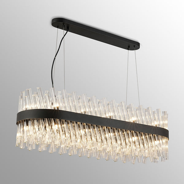 Kelly Twenty Four Light Oblong Pendant in Satin Black & Clear Glass