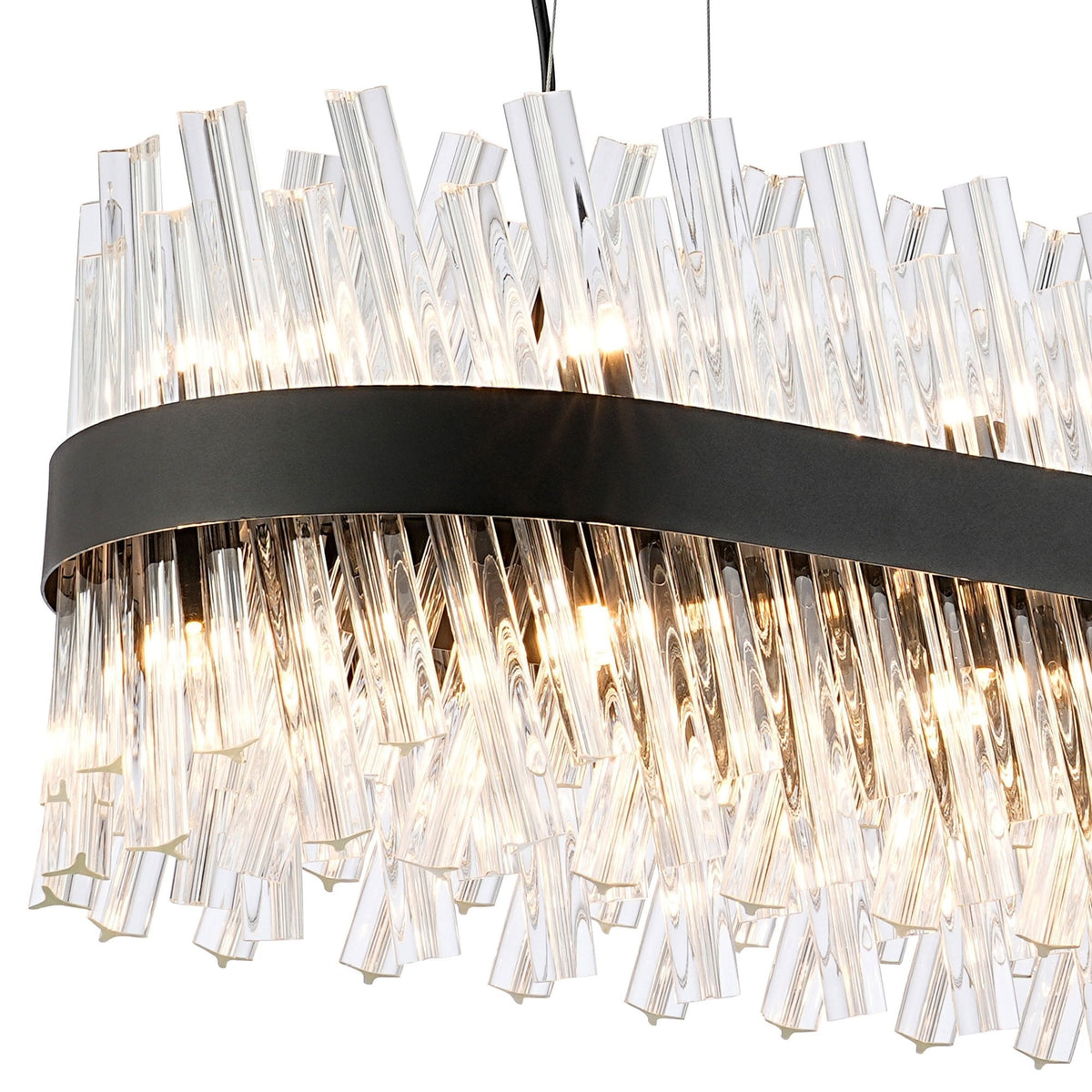 Kelly Twenty Four Light Oblong Pendant in Satin Black & Clear Glass