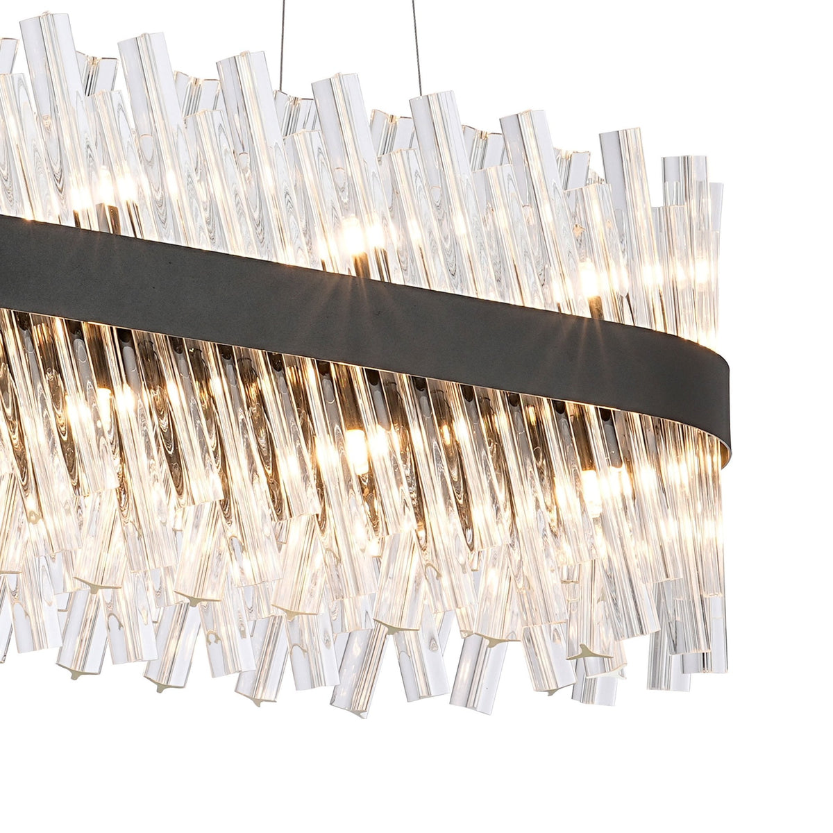 Kelly Twenty Four Light Oblong Pendant in Satin Black & Clear Glass