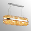Kelly Twenty Four Light Oblong Pendant in Polished Nickel & Amber Glass