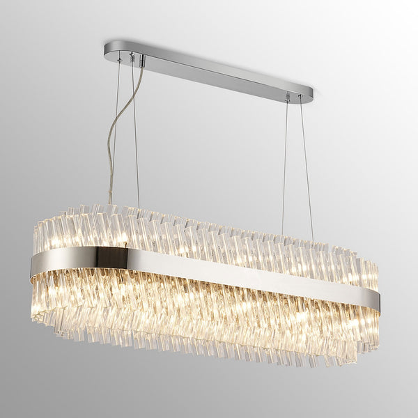 Kelly Twenty Four Light Oblong Pendant in Polished Nickel & Clear Glass